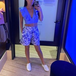 Floral linen shorts XS